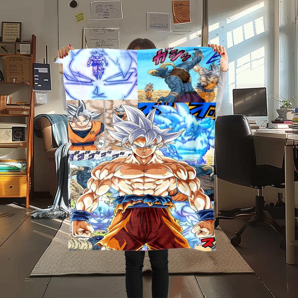 1pz Coperta in Flanella con Stampa DRAGON BALL, Alta qualità per Tutte le Stagioni, Arredamento per la Casa, Calore e Comfort, Perfetta per Regali di Natale