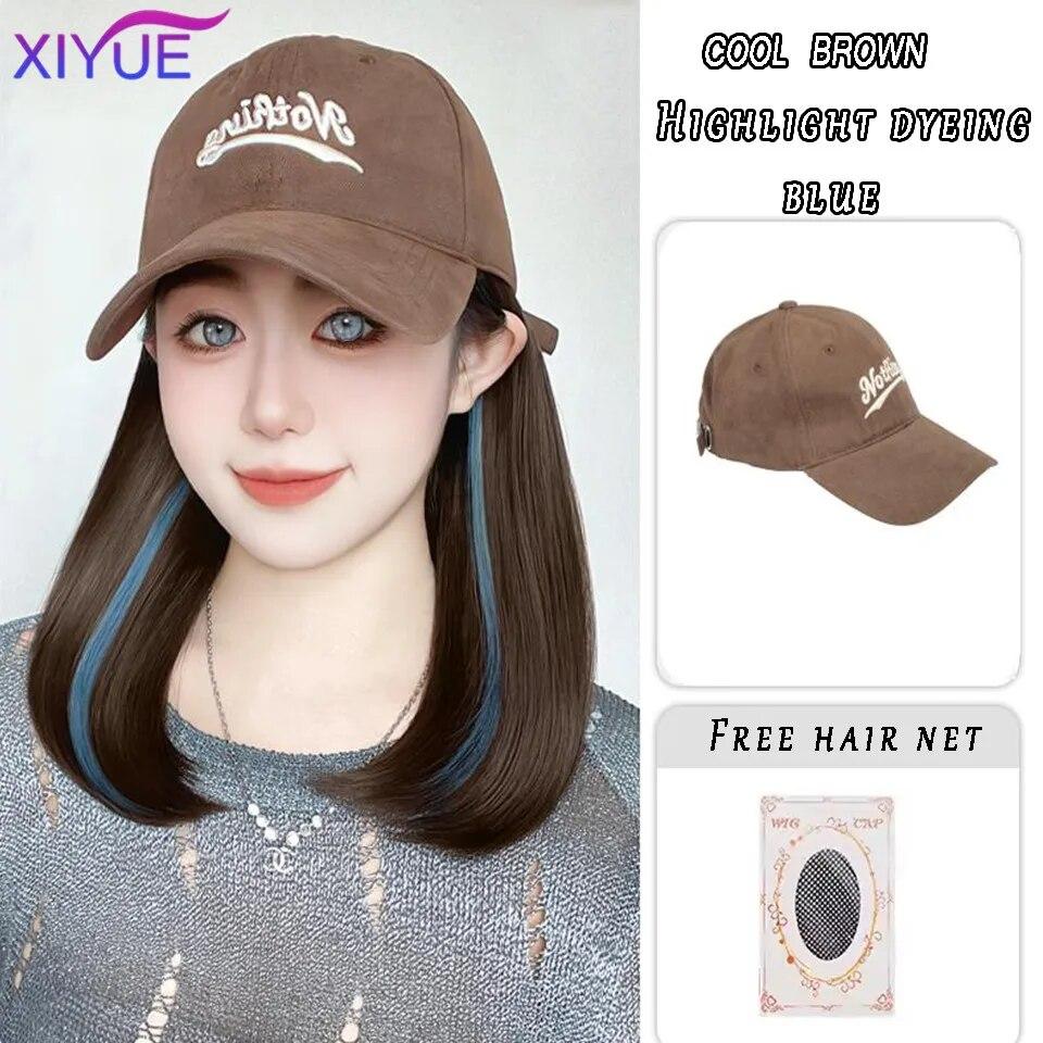 Kapelusz peruka kobiece długie włosy jednoczęściowy kobiecy fason leniwe lekko kręcone włosy czapka z daszkiem peruka pełne nakrycie głowy