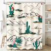 Modern Bathroom Shower Curtain Wild West Cactus Print Home Decor Waterproof Washable Fabric Shower Panels for Bathrooms In Bedro