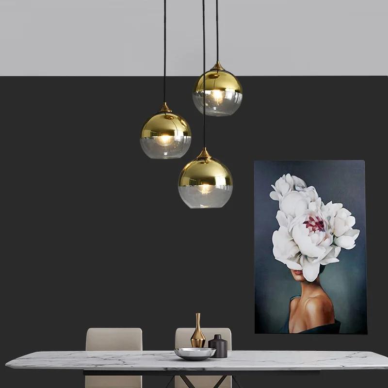 Dining Table Bar Chandelier Modern Simple Creative Personality Bedroom Bedside Electroplated Glass Ball Restaurant Chandelier