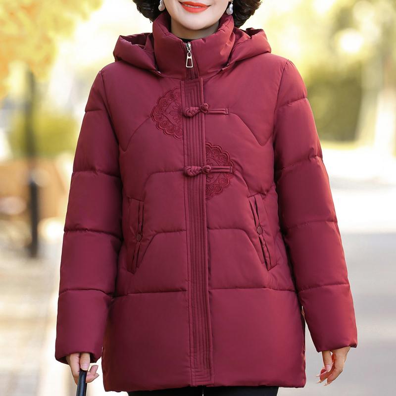 Chaquetas de invierno de talla grande XL-5XL para mujer, parkas con capucha, elegantes, holgadas, gruesas, cálidas, abrigos para mujer de mediana edad