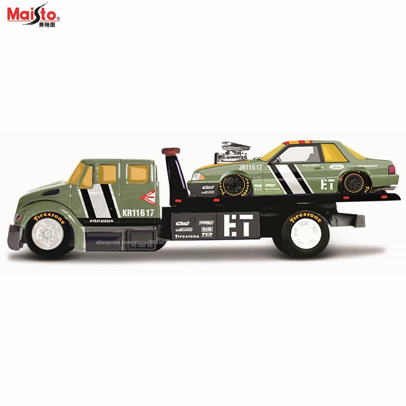 AAAOO1 Maisto 1:64 FLATBED/1988 BMW M3 E30 1965 FORD MUSTANG elite transport Die-casting car model collection gift toy