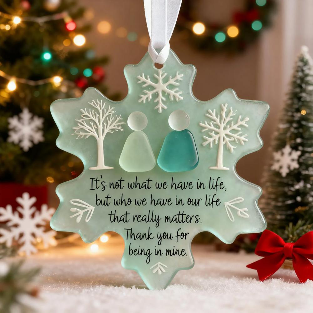 Handmade Sea Glass Snowflake Ornament – Friendship Keepsake, Coastal Christmas Tree Decor for Best Friends, Winter Gift