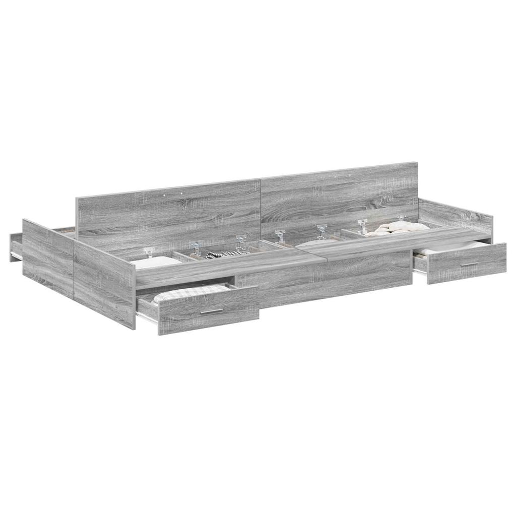 Storage Bed Frame Grey Sonoma 120 X 190 Cm