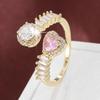 High-End Exquisite Women's Open Heart Ring with Square Zirconia Inlaid In Pure Copper.