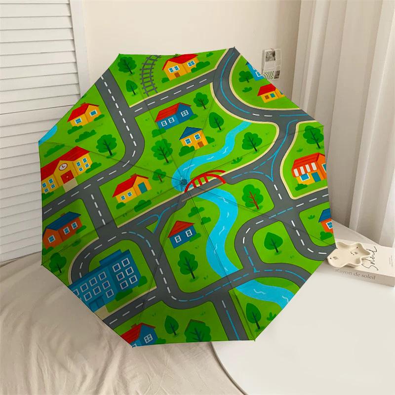 

1PC town road Umbrella-8-Rib Reinforced, Automatic Open, Lightweight & Durable, Fashion Accessory for Outdoor-L0397