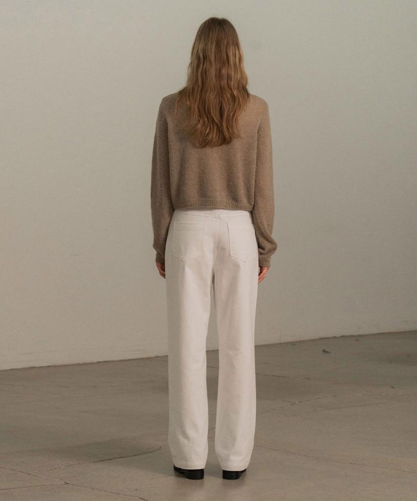 Mosyupamosyu Jane Straight Cotton Pants [White]