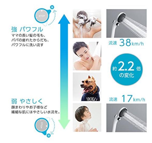 SANEI Adjustable Shower Head with Handheld Button for Power Adjustment and Temporary Water Water Stop, Saving, Black, PS3032-80XA-D