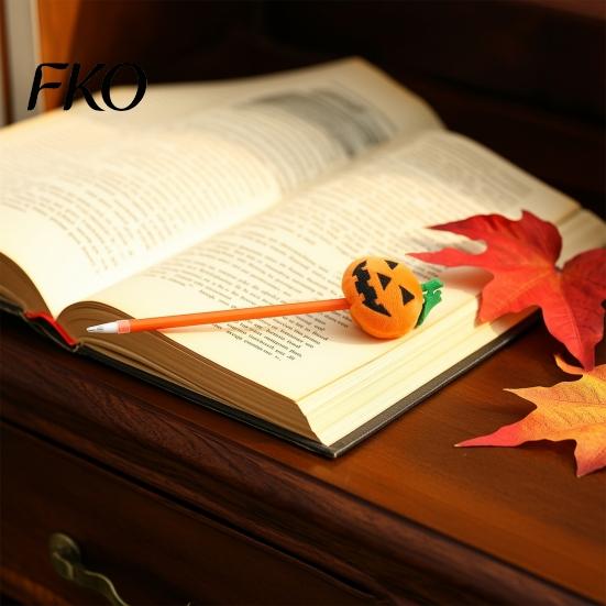 Smooth Writing Pen Halloween Pumpkin Gel Ink Pen, 0.7mm Rollerball with Plush Pumpkin, Novelty Black for Party Favors, Gift Supplies Marker