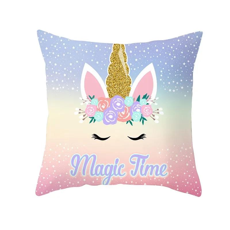40/45/50cm Cartoon Purple Unicorn Series Cushion Cover for Sofa Girls Kids Bedroom Pillowcase Home Decorative Pillow Cover