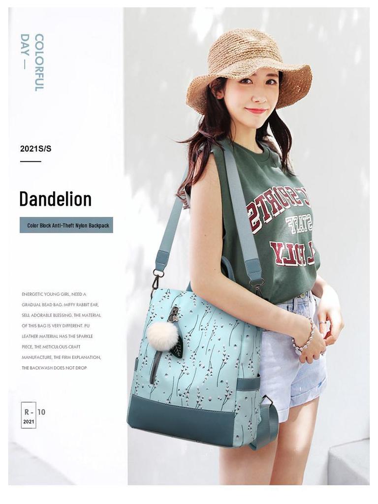 New 2025 Oxford Cloth Women’s Casual Korean Style Printed Anti-Theft Backpack