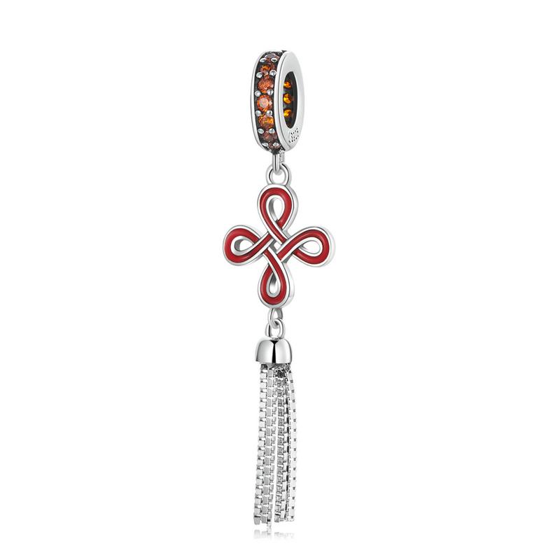 WOSTU 925 Silver Hollow Celtic Knot Charms Snake Pendant Oxidized Love Beads Fit Bracelet DIY Necklace Jewelry