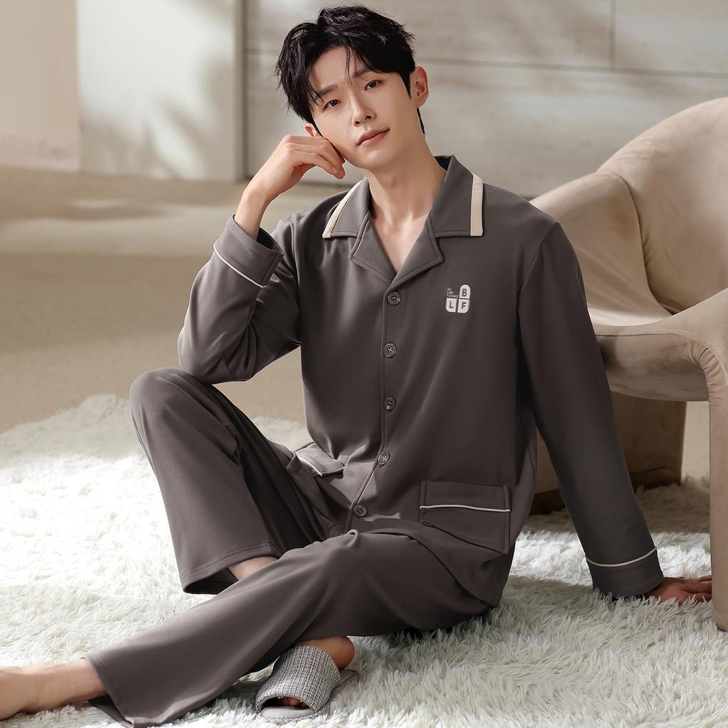 German Velvet Pajamas Men'S Autumn And Winter Thin Velvet Long Sleeves Can Be Worn Outside Large Size Thermal Loungewear Suit