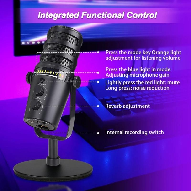 Professional Studio Quality USB Microphone with Double Connectivities for Clear Sound Recording Offering Versatility