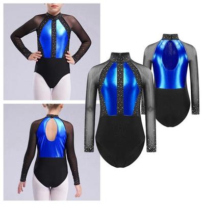 Eiskunstlaufkleid für Kinder, glänzender Strass, Ballett, lyrischer Tanz, Kostüm, rhythmische Gymnastik, Turnanzug, athletischer Body