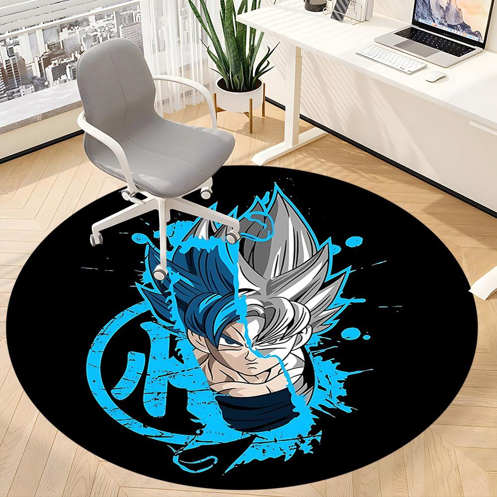 1pc Goku Dragon Ball Office Round Area Rug, Indoor Mat Suitable For Office,Bedroom Living Room Home Decor, Room Deco a0926181