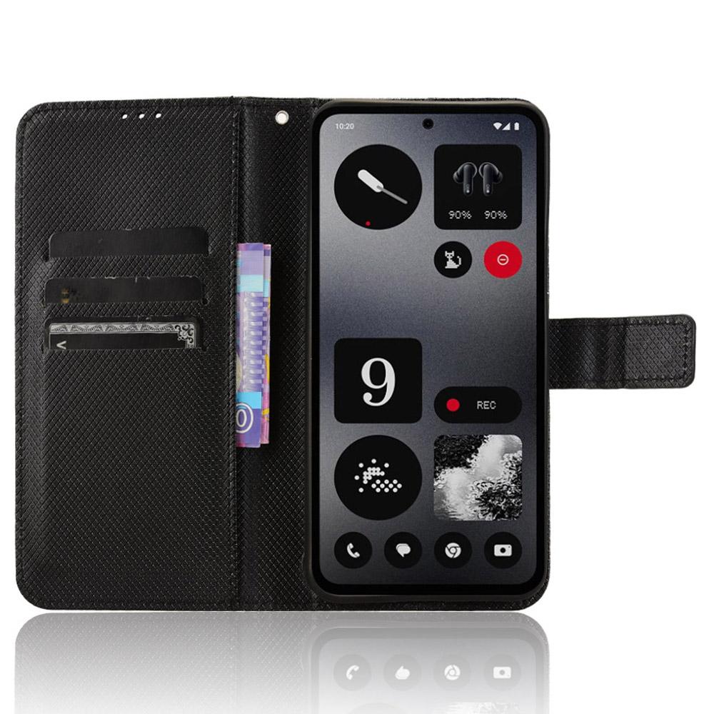 

For Nothing CMF Phone 1 Case PU Leather Diamond Texture Shockproof Phone Cover Black