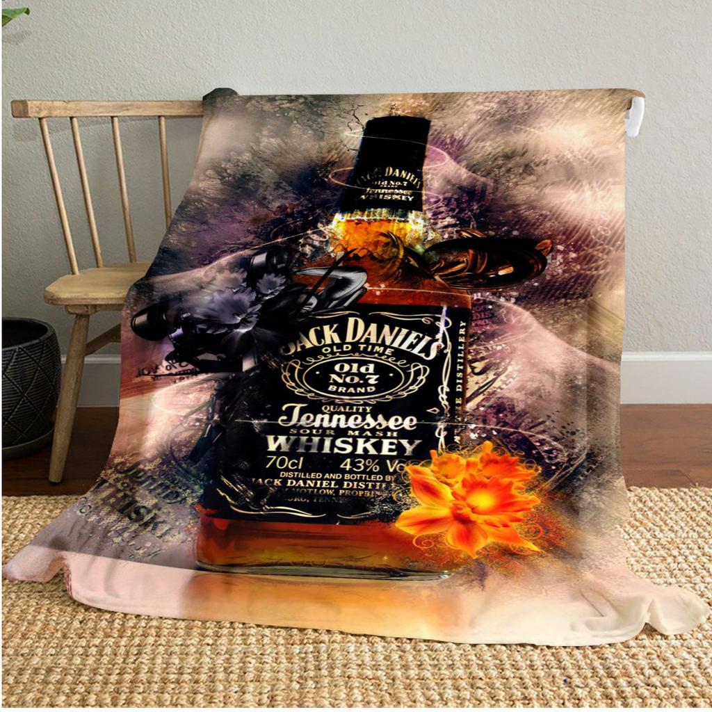 Jack Daniel's Sparkle Pluszowy Koc Miękki Wygodny Koc na Wszystkie Pory Roku Koc na Sofę Biuro Drzemki Koc Podróżny Zewnętrzny Idealny Prezent