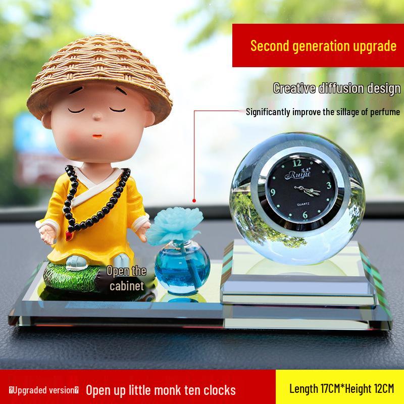 Solar-Powered Monk Car Perfume Shaking Head Cartoon Ornament