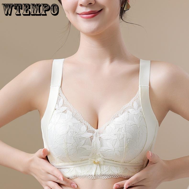 Lingerie Women's Gathering Bra Anti-sagging Breast Retraction No Underwire Bra Adjustable Lace Bra Push Up Bra