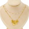 Elegant Gold Plated Double Layer Bow Pendant Necklace for Women - Titanium Steel Clavicle Chain, European American Style