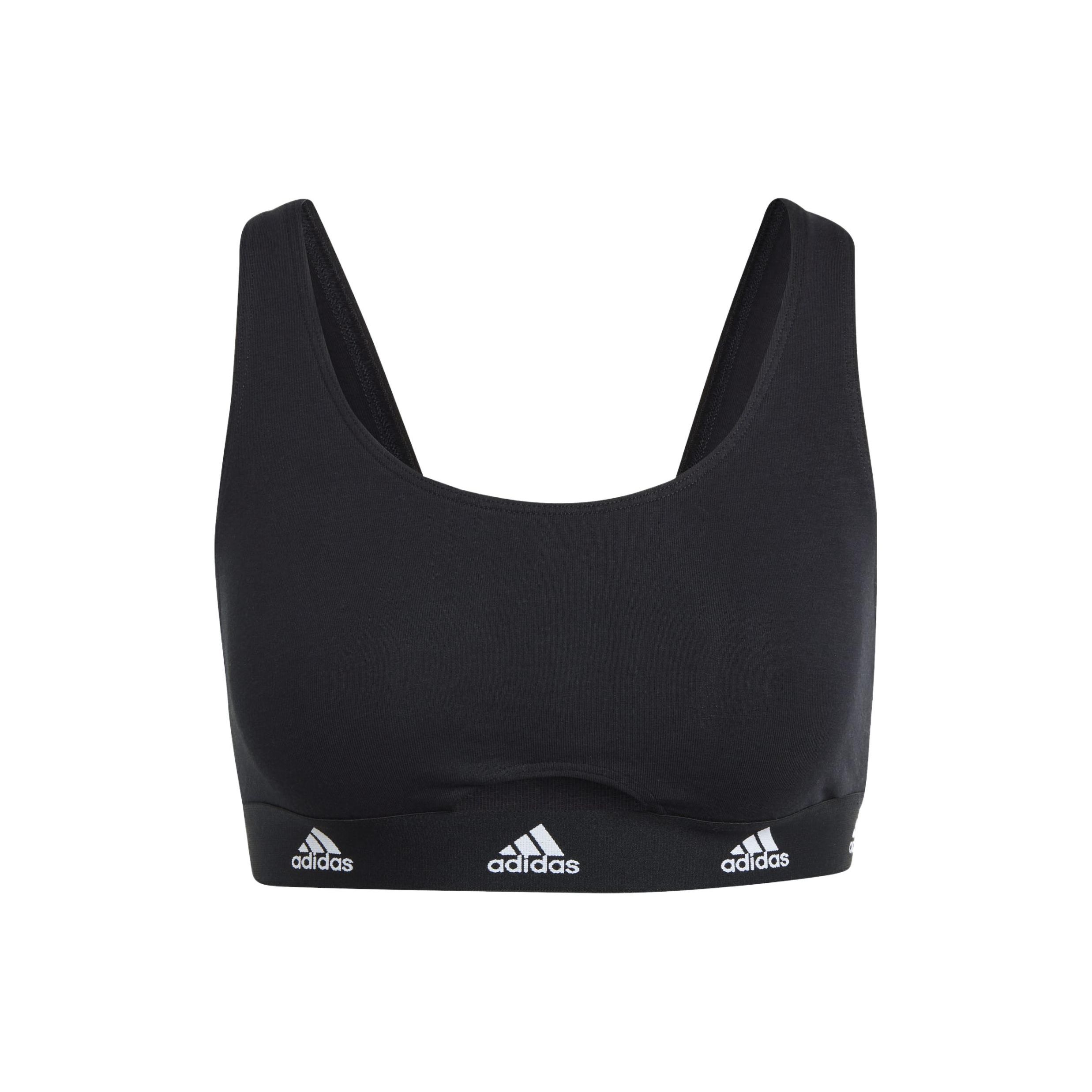 

Adidas Active Comfort Cotton Scoop Bralette Underwear Printed Casual Breathable Bra Women Underwear Black GB7692 L