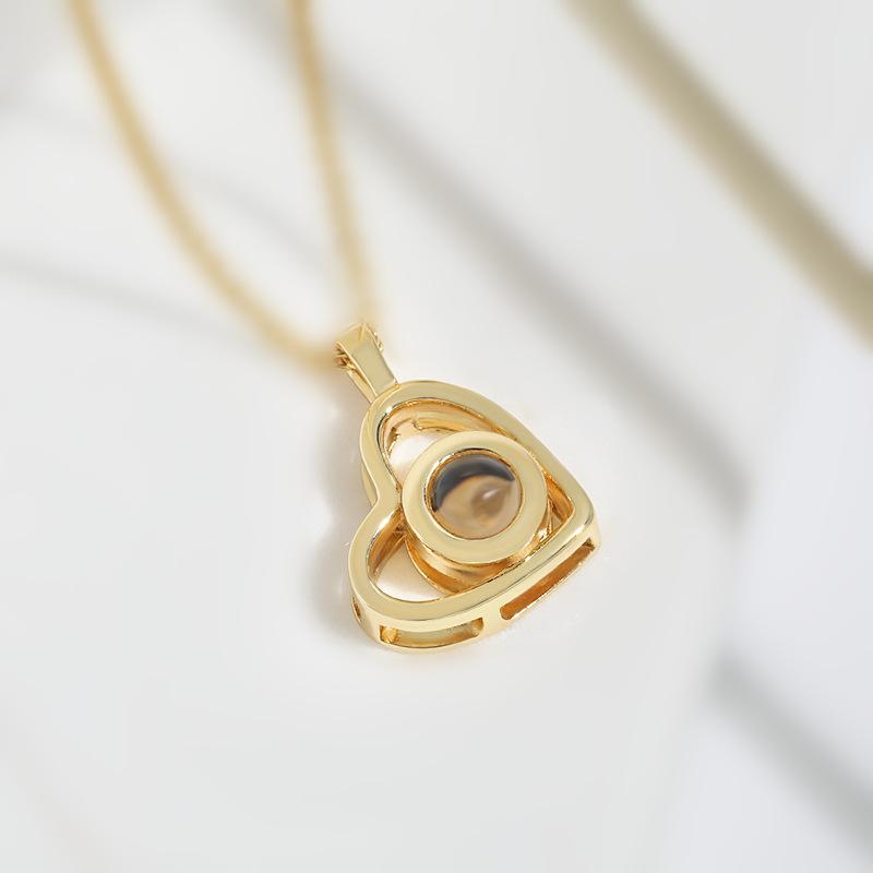 

Подвеска Love s Memory, цепочка на ключицу, женский нано-проекционный камень, полое сердце I Love You