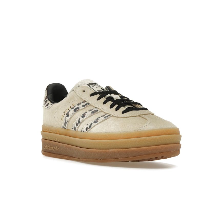 Adidas Gazelle Bold Cheetah Stripes Women Sneakers Tan Cream-White Core-Black JI1370