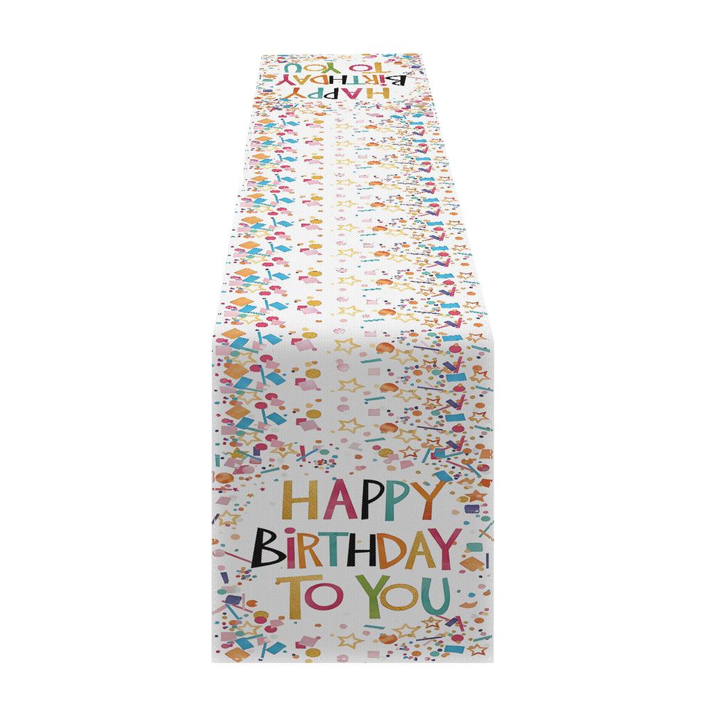 Colorful Table Runner Happy Birthday Anniversary Table Runner Table Decor Personalized Party Gathering Tablecloth