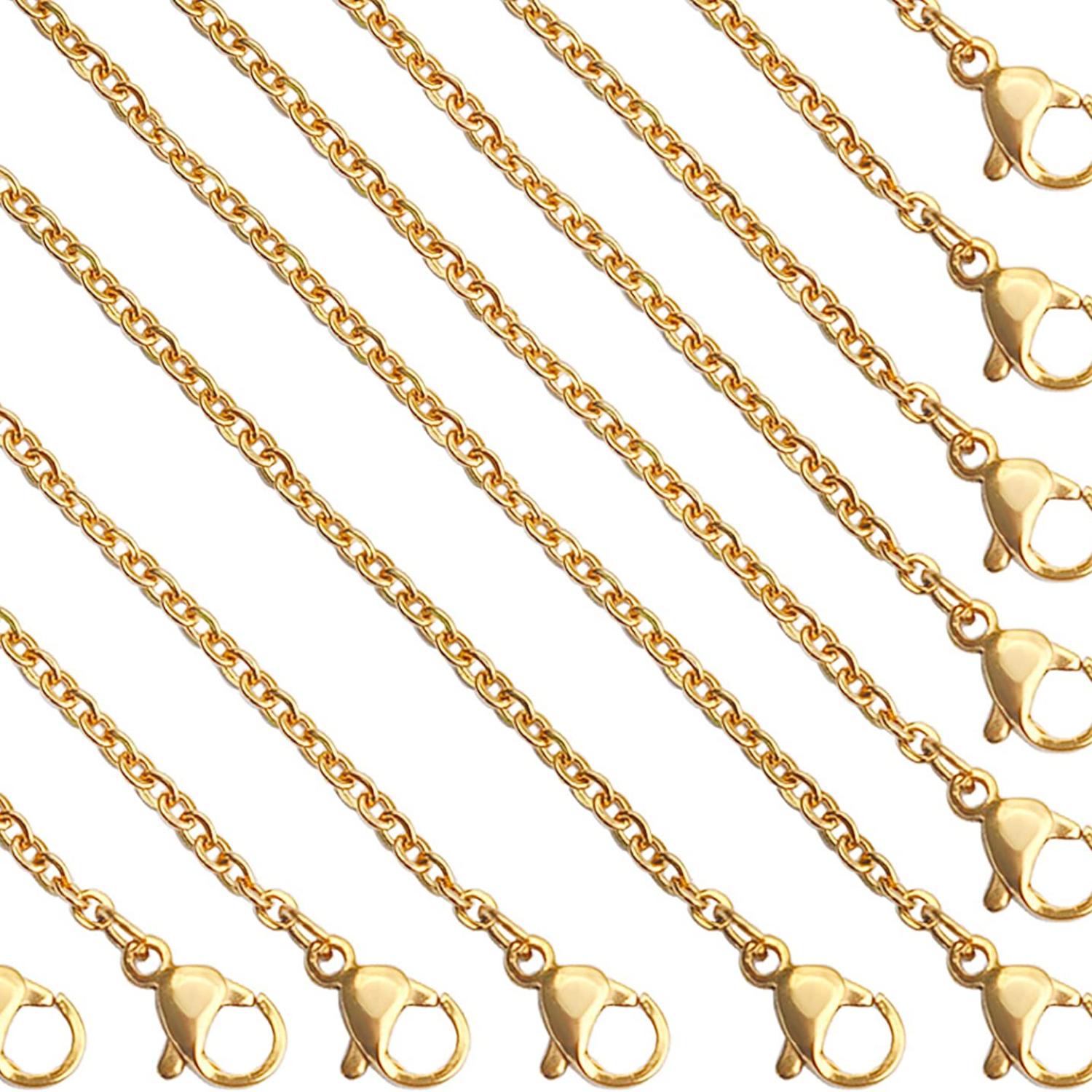 

5 шт., кабельная цепочка с застежкой-лобстером для DIY ювелирных изделий, 23,6 дюйма, 2,4 мм, ожерелье из нержавеющей стали, принадлежности для изготовления звеньев, аксессуары 5pcs - 23.6 inches золотой