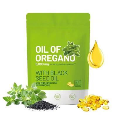 Oil of Oregano with Black Seed Oil 300 Capsules | Natural Antioxidants | Highly Effective Botanicals Dietary Healthcare Supplement