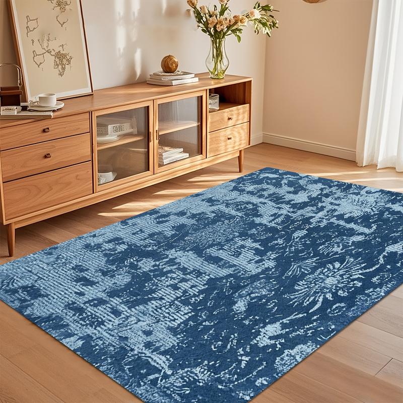 

Non-Slip Rug Navy Distressed Floral Entry Door Mat Washable Carpet Navy Blue Study Room Rugs Home Carpets for Living Room Gift 40x60CM