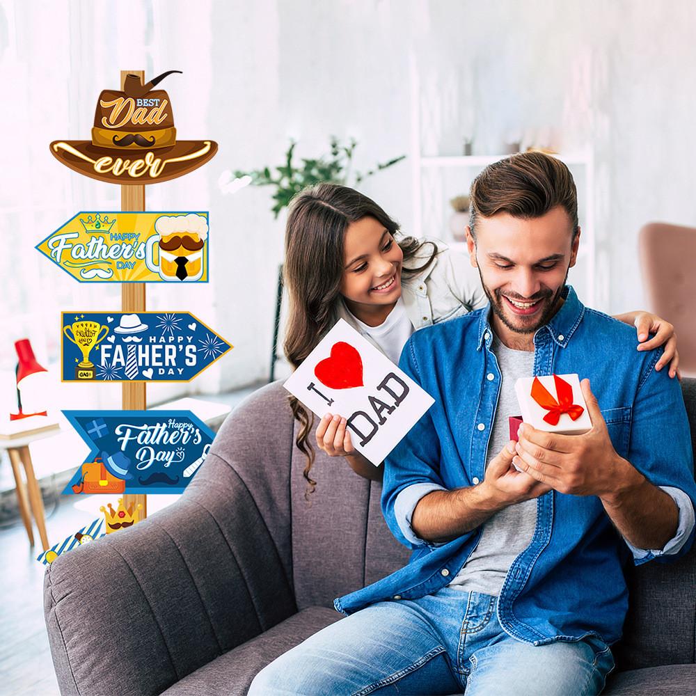Father Day Themed Paper Wooden Stakes Directional Signs Party Scenes Props Decor