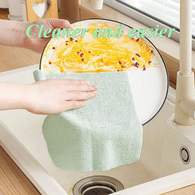 20pcs Scouring Pad Reusable Household Pump-type Lazy Absorbent Cloth Thickened Kitchen Dishwashing Cloth Microfiber