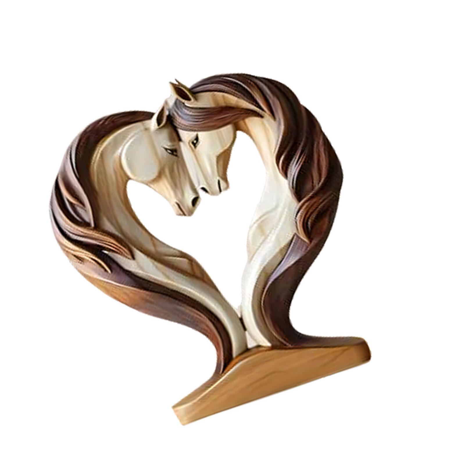 

Couples Horse Figurines Horses Head Statue Paperweight Animal Sculptures Ornament for Home Office Desktop Decorations 1