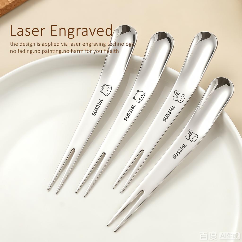 LFGB Certified Pure 316L Stainless Steel Spork 99.9% Anti-bacterial Spoon and Fork 2 in 1 Fashionable Design Party Tableware