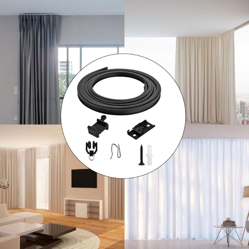 Multipurpose 5 Meter Curved Curtain Rails Set Ceiling Track with Rollers and Hook Brackets Kits for Easy Installation