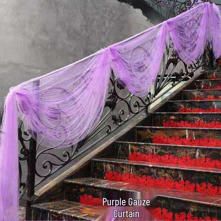 Wedding Gauze Curtain & Decoration with Floral Ball - Perfect for New Home & Stair Handrails, Free Shipping