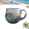 Ocean Themed Glass Coffee Mug With Sea Wave Design For Beach Bar Workplace Travel Use Unique Handmade Gift Idea