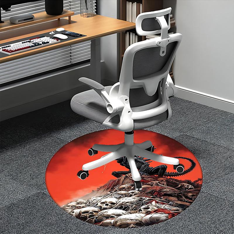 Инопланетный Ксеноморф, Кресло-гора Череп, Коврик для стула, Круглый ковер, Ковер для офиса, Машинная стирка, Нескользящий, Подходит для гостиных, спален 80cm