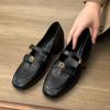 Vintage French Single Shoes for Women, Thick Heels, Single Strap Mary Jane Shoes, Commuter Camellia Leather Shoes.