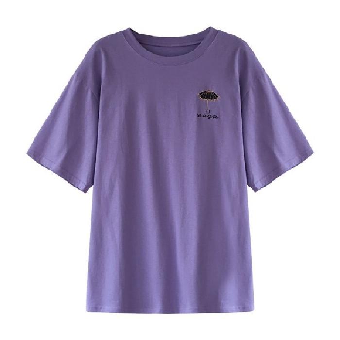 Letnie koreańskie bawełniane koszulki z krótkim rękawem dla kobiet, vintage haft, casualowa koszulka oversize, Harajuku Y2k, topy streetwear