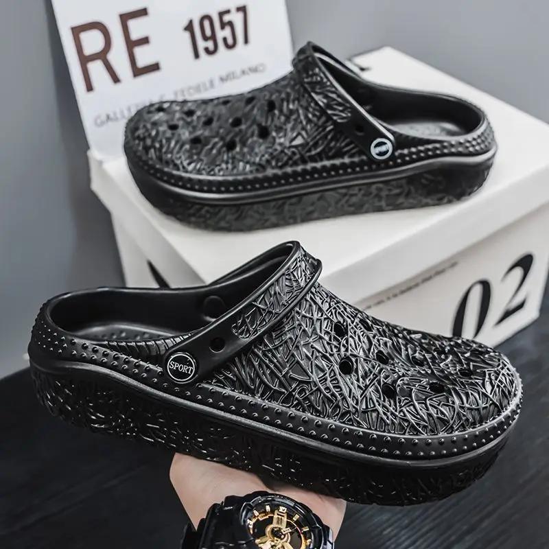 Fashion Platform Sandals Man Outdoor Hole Beach Shoes Trend 2025 Clappers Mascullino Low Price Summer Sale Original Pvc Slippers for Men