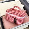 For Travel And Gym Use Convenient Hand Carry Plaids Cosmetic Storage Bag Large Capacity Quilted Heart Embroidery
