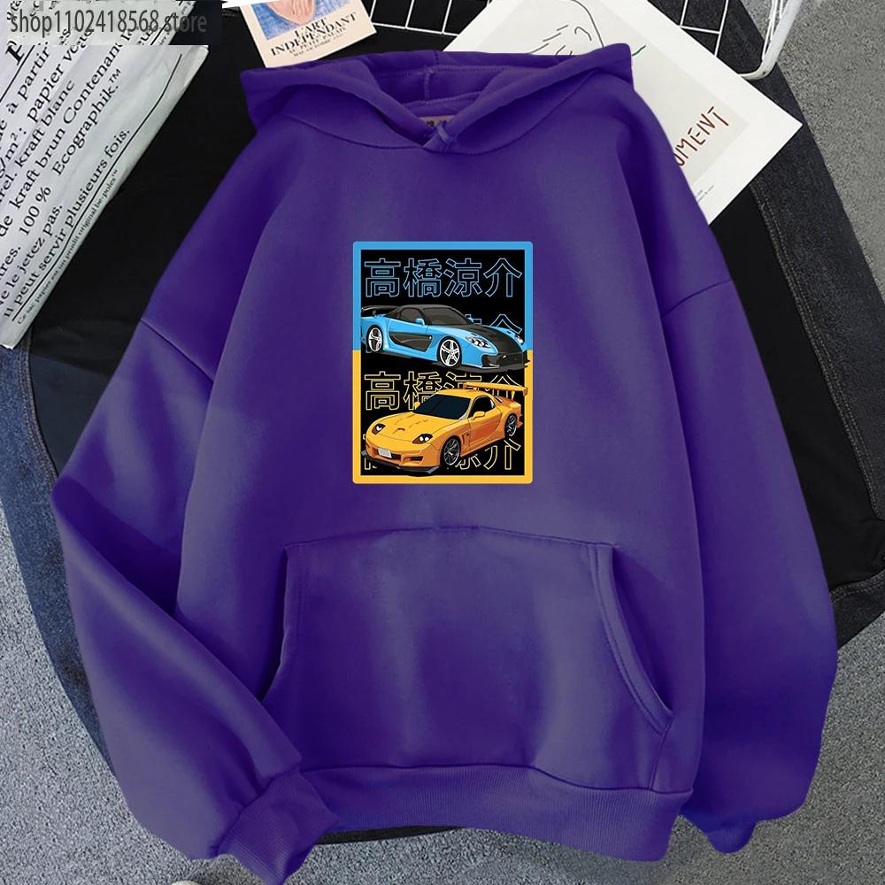 Japanese Anime AE86 Hoodie Initial D Graphic Sweatshirt Men O-Neck Long Sleeves Fashion Casual Drift Racing Women Clothing