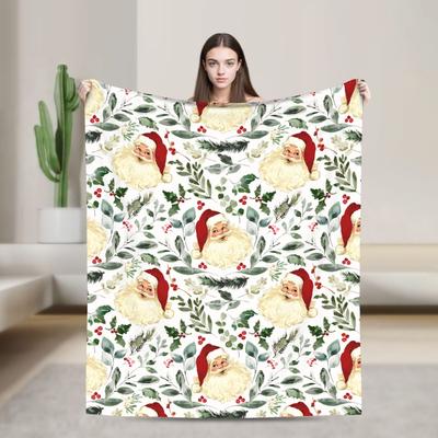 Merry Christmas Festive Super Warm Blankets Camping Plush Throw Blanket Fluffy Couch Chair Flannel Bedspread Sofa Bed Cover