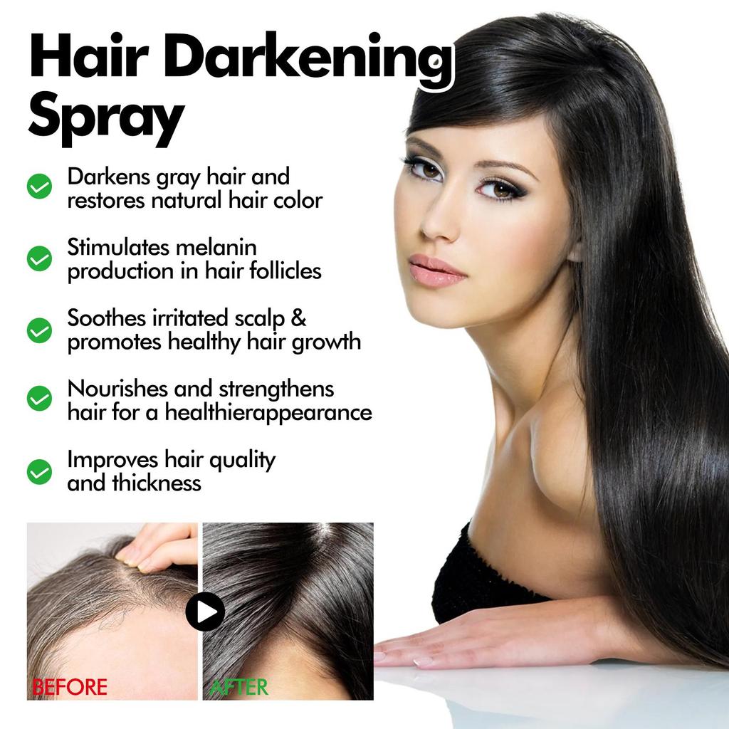 EELHOE black hair spray covers white hair, natural color rendering, supple, shiny, moisturizing, and nourishing hair care spray 100ml