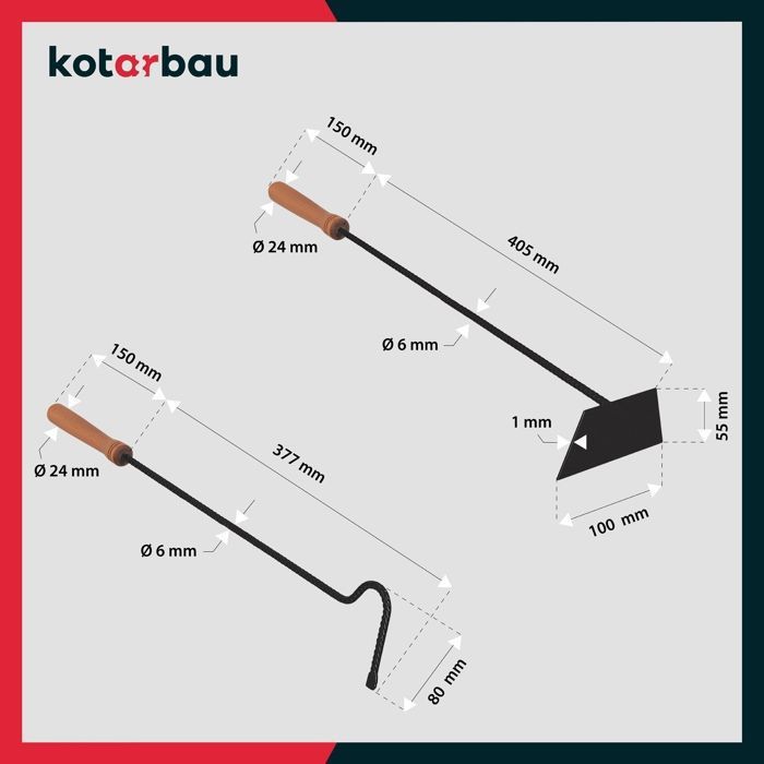 Serviteur De Cheminée - KOTARBAU - 2 Pièces - Métal - Bois - Antidérapant