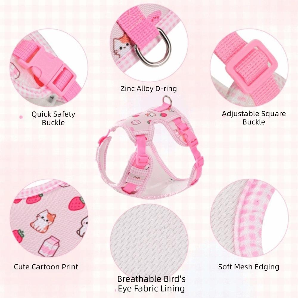 Cartoon Pattern Dog Harness Leash Set Escape-Proof Pet Walking Rope Dog Harness Vest Daily Use