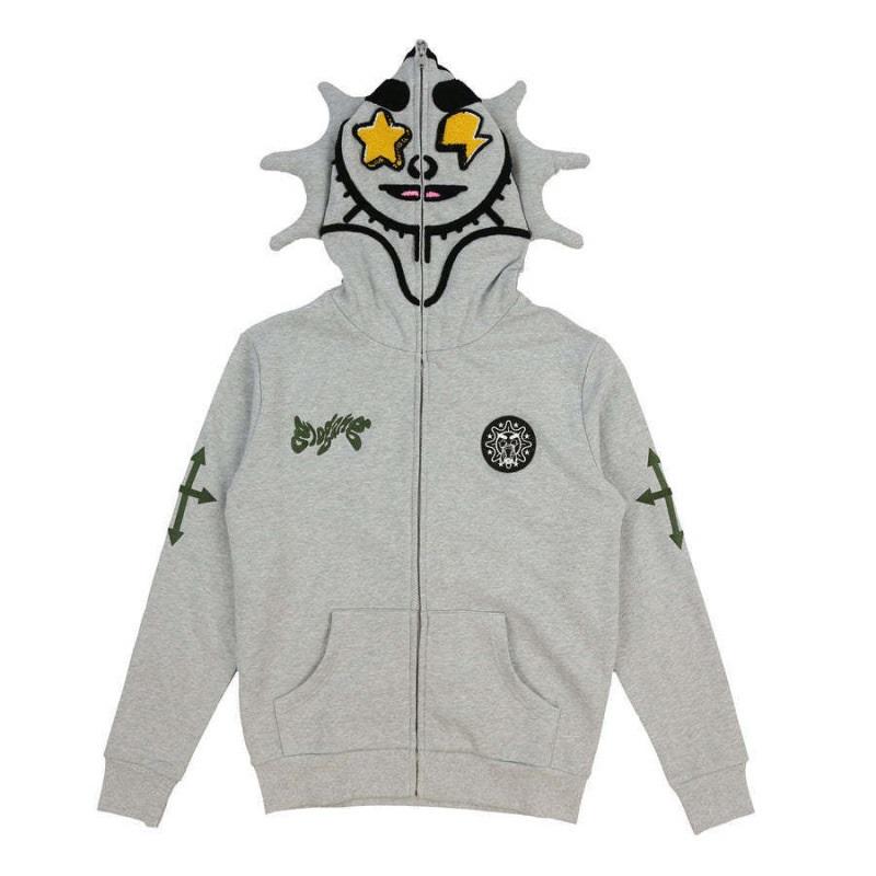 Men Casual Long Sleeve Flame Print Hoodie Pullover Streetwear Hip Hop Graphic Sweatshirt